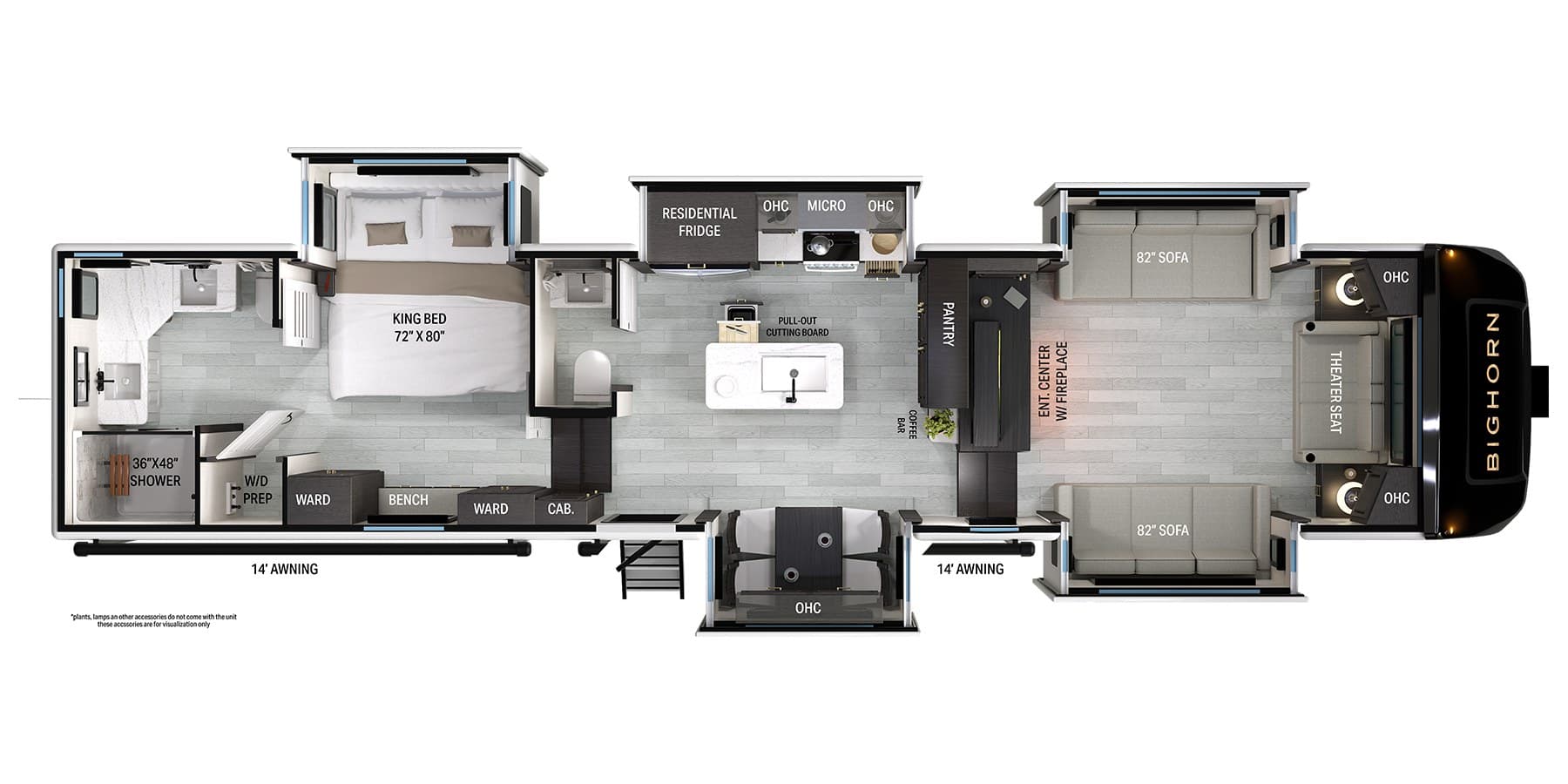 Heartland Bighorn 39FL floorplan drawing