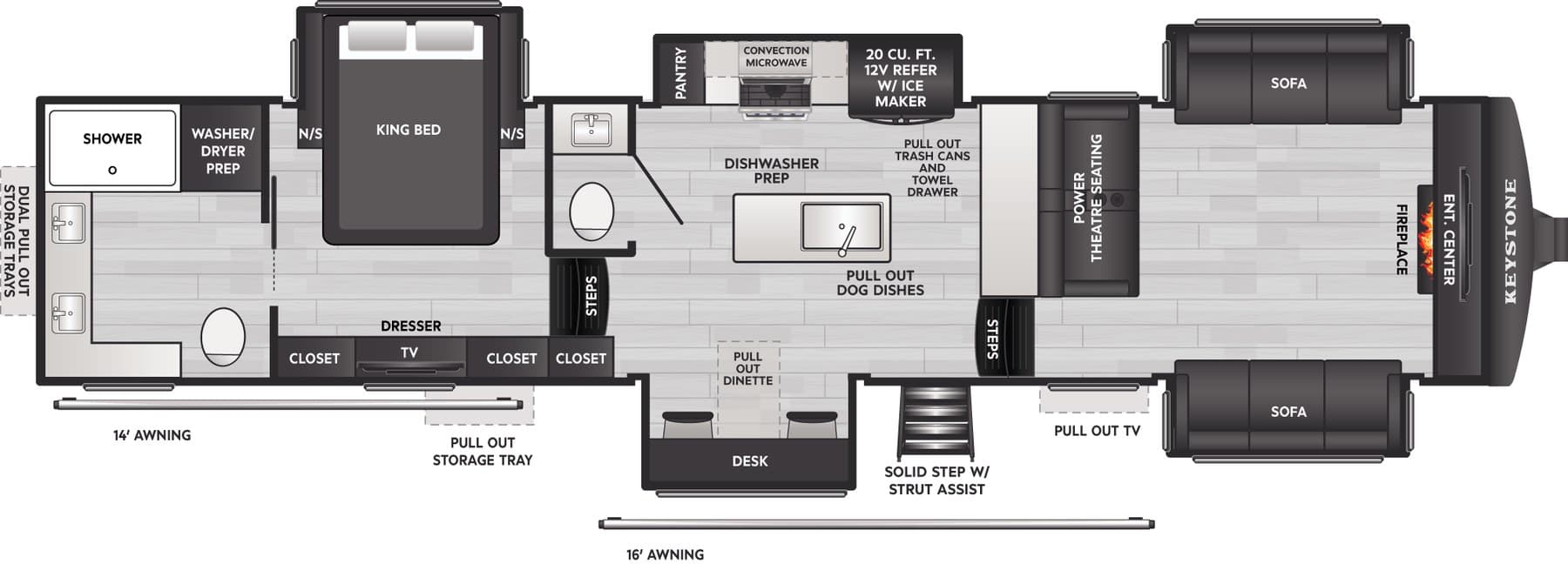 Keystone Montana 3800FL floorplan drawing