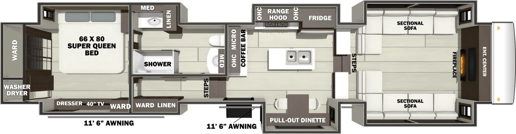 Forest River Riverstone Legacy 45FLE floorplan drawing