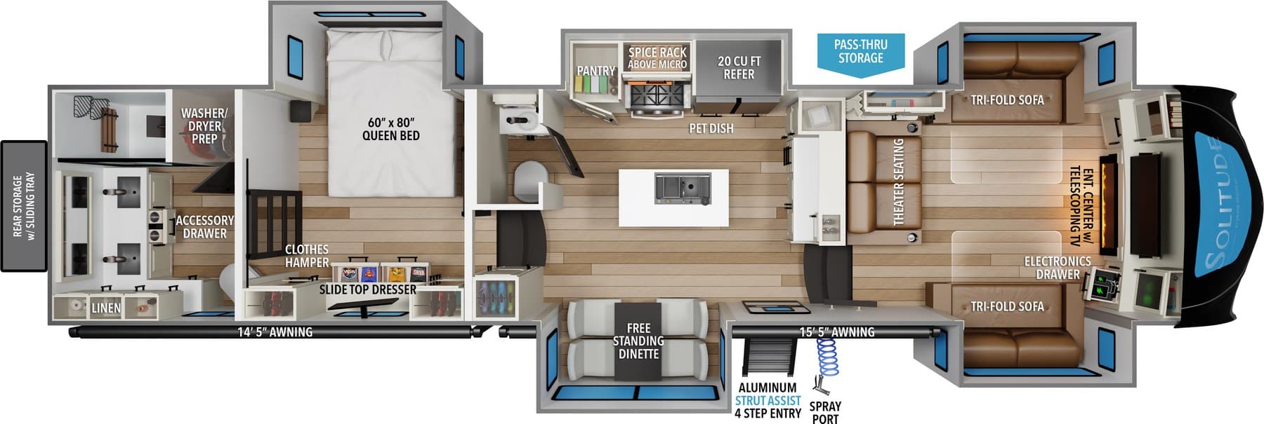 Grand Design Solitude 380FL floorplan drawing