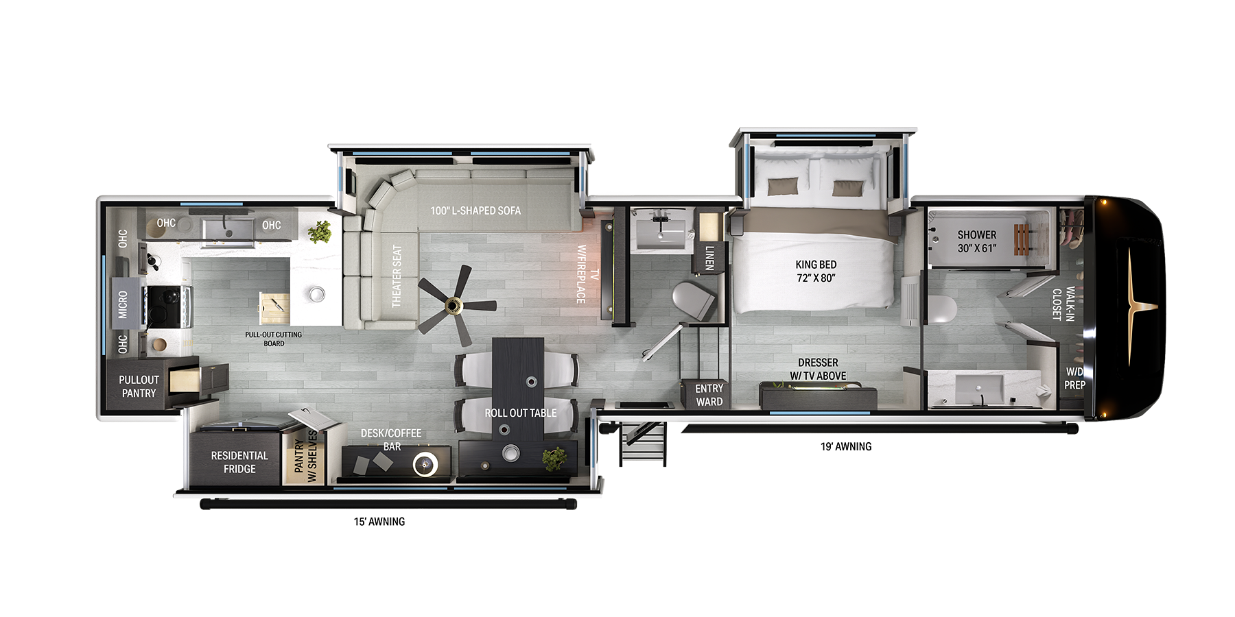 Heartland Bighorn 39RK floorplan drawing